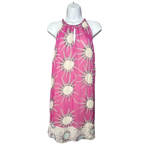 Diane von Furstenberg LAINEY Silk SUNRAY Pink Halter Chiffon Dress Womens Size 6 - Picture 2 of 13